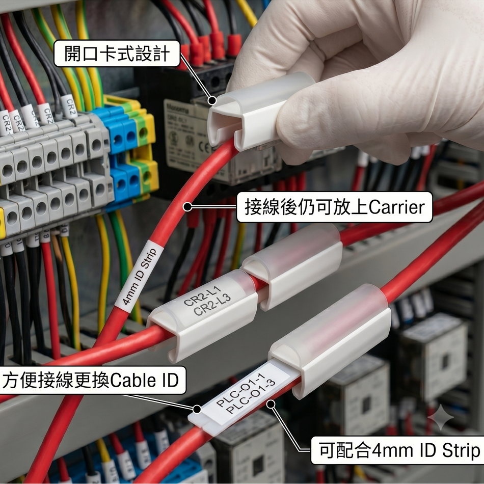 開口卡式電纜標記夾 (Open-Profile Snap-On Cable Marker Carrier)