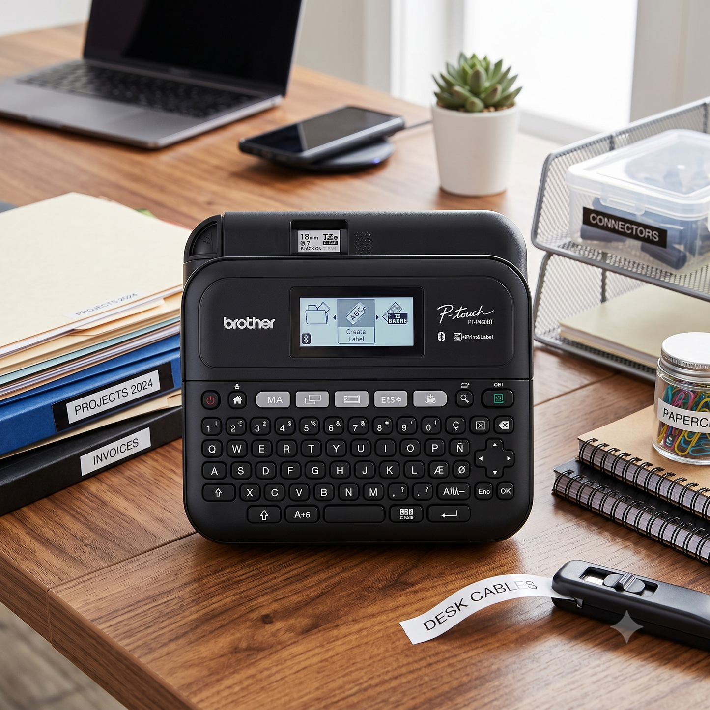 Brother PT-P460BT Bluetooth Label Printer | Wireless Printing from Mobile | Hong Kong Official Stock